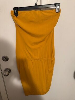 Heart & Hips Strapless Mustard Tube Dress